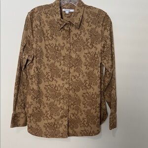 Chicos No Iron Gold Print Blouse, size 1